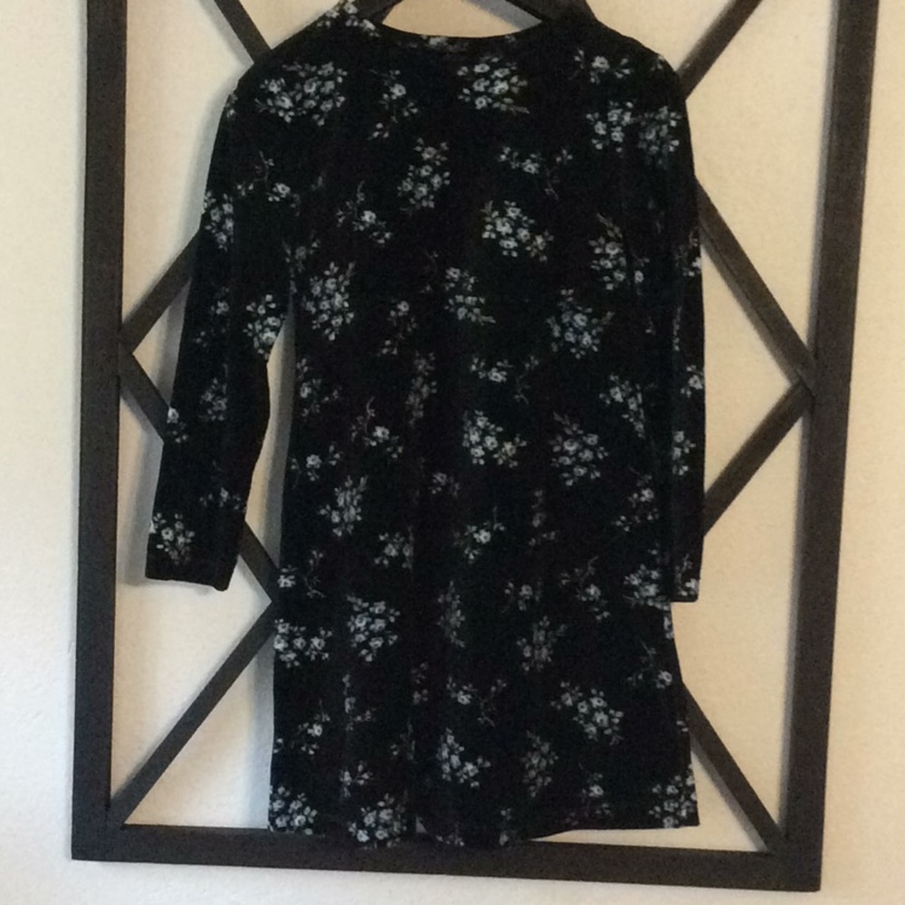 Gap girls black velour dress with blue flowers